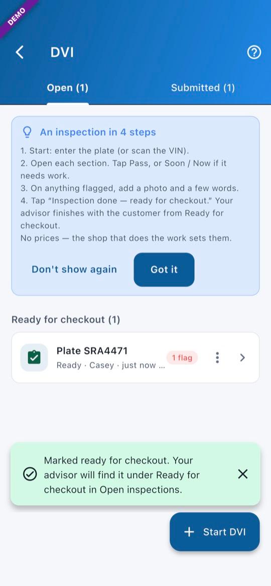 App screen: Open the car