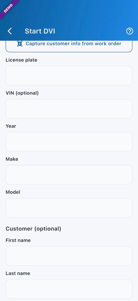App screen: Or start from the work order