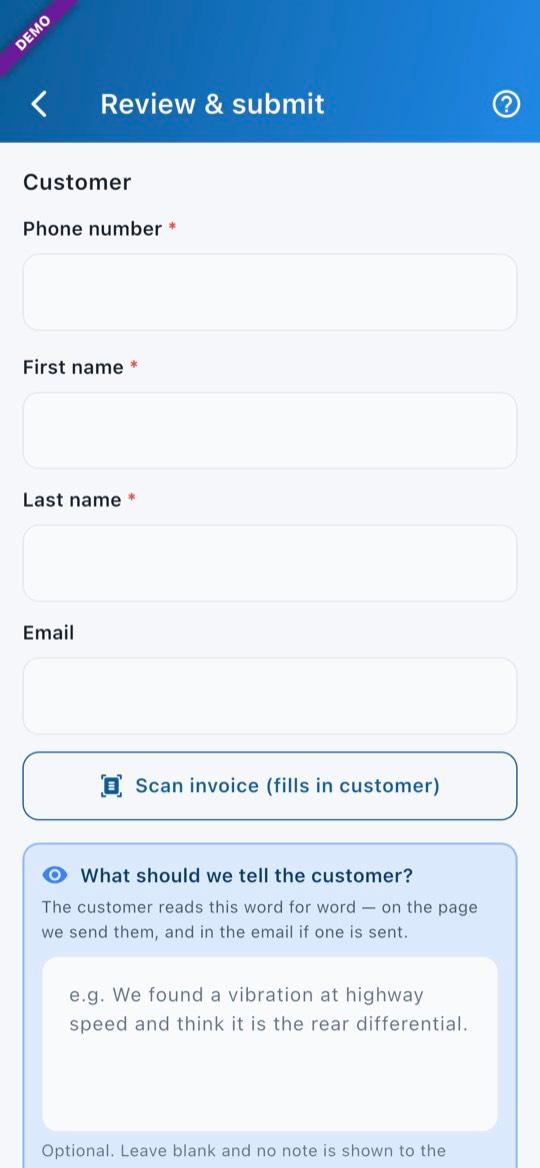 App screen: Review & submit