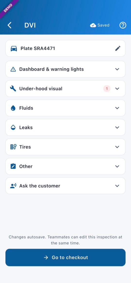 App screen: Go to checkout
