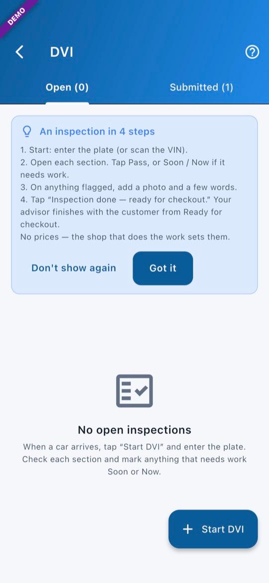 App screen: The Open list