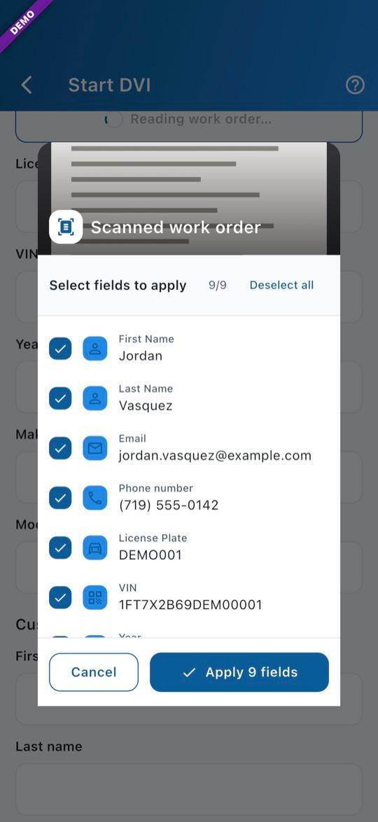App screen: Check what it read