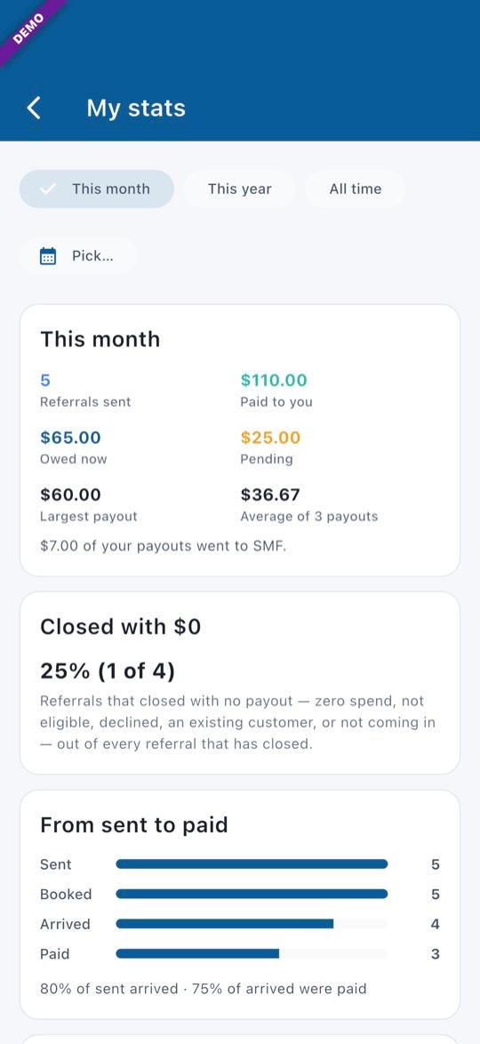 App screen: My stats