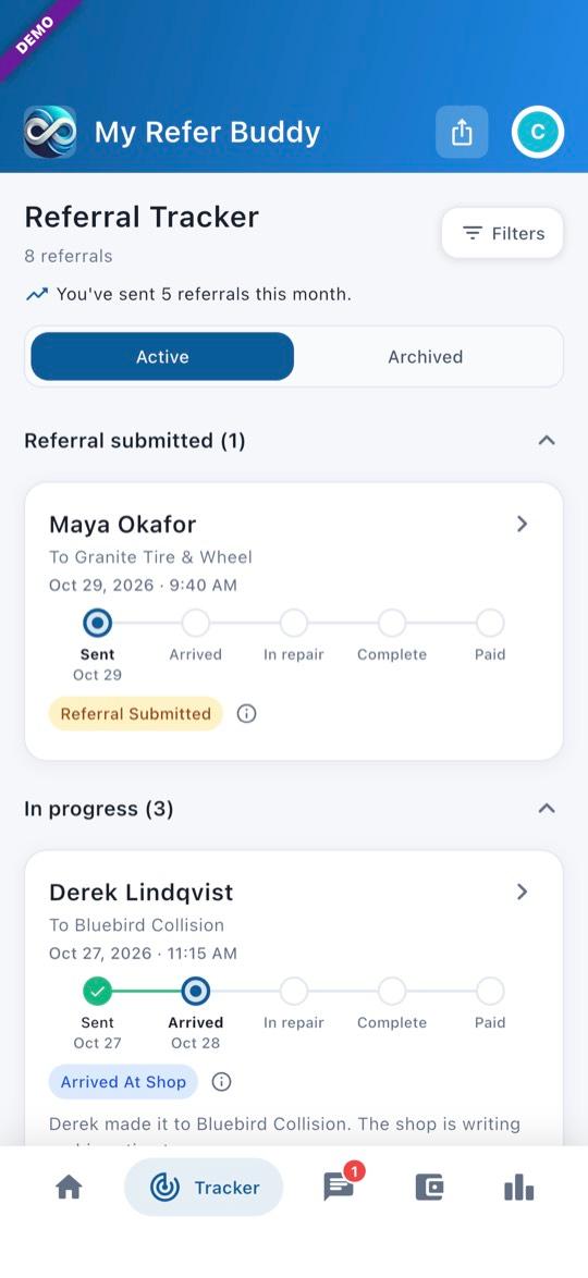 App screen: Open the Tracker