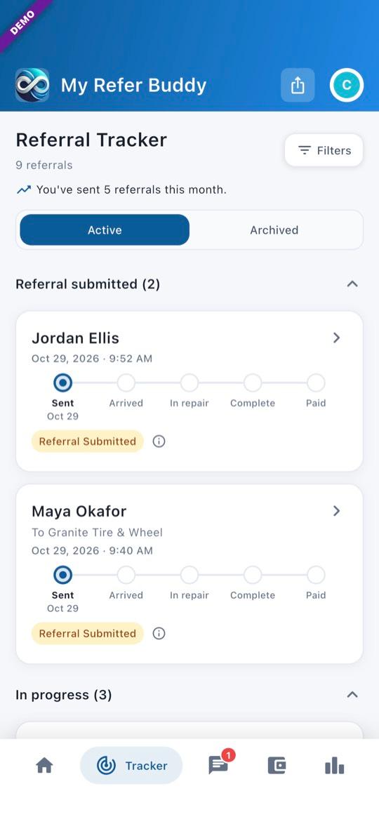 App screen: Find it in the Tracker